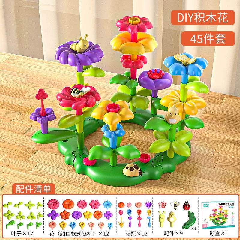 Qızlar üçün DIY Bağ Tikinti Blokları Çiçək Dəsti 3 Zəka İnkişaf Etdirmək üçün Çiçək 4 Uşaq Təhsil Oyuncağı 5 Uşaq Çiçək Aranjimanı Oyuncağı