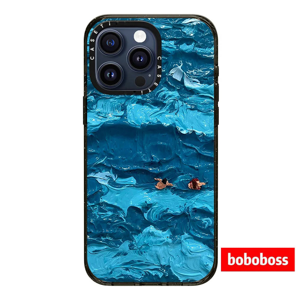 Zavoddan birbaşa! iPhone 17/16/15/14/13/Pro/Max üçün uyğun, yağlı boya üslubunda düşməyə davamlı maqnit telefon korpusu olan Ocean Wave MagSafe ilə rəssam əməkdaşlığı.