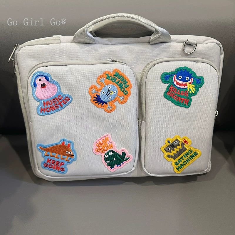 Go Girl Go® orijinal cizgi filmi canavar patch kompüter çantası Huawei Apple Lenovo Asus Dell noutbuk çantası üçün uyğundur