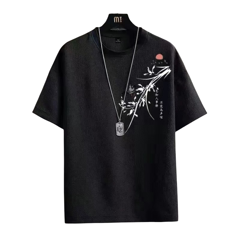 Clearance counter geri götürür buz ipək qısaqol köynək kişi moda yay nazik Çin üslublu moda köynək