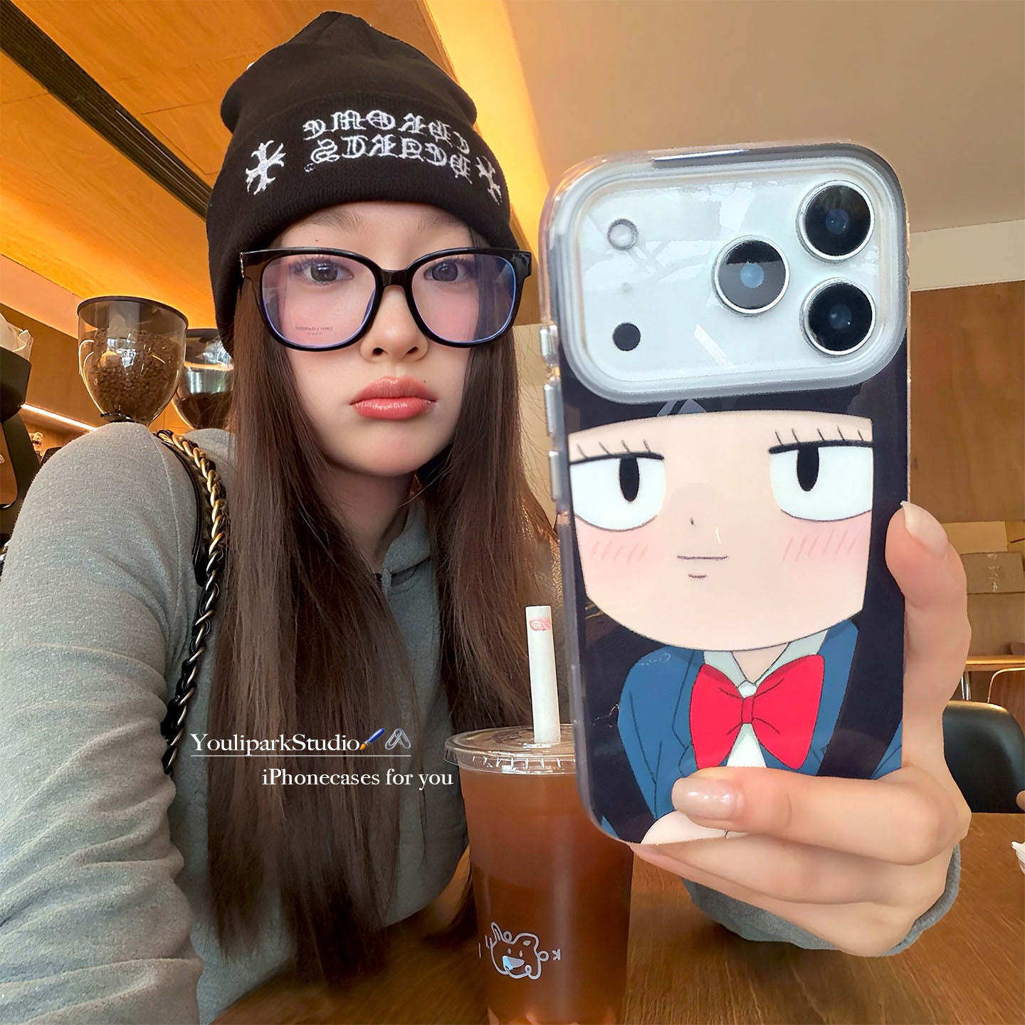 Yuri Park ins Yapon sevimli və yaraşıqlı Q versiyası Kuronuma Shuangzi 17pro Apple 17ProMax mobil telefon qutusu iPhone16pro hər şey daxil 14 yeni 16Promax qoruyucu örtük 13 qadın üçün uyğundur