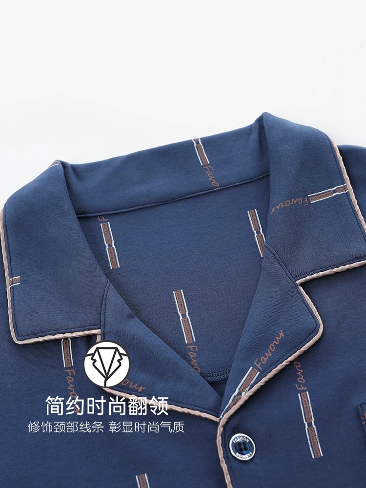 Langsha Kişilər üçün Təmiz Pambıq Pijama 2025 Yeni Yaz və Payız Nazik Uzunqollu Böyük Ölçülü Payız və Qış Kişilər üçün Ev Geyimləri Dəsti