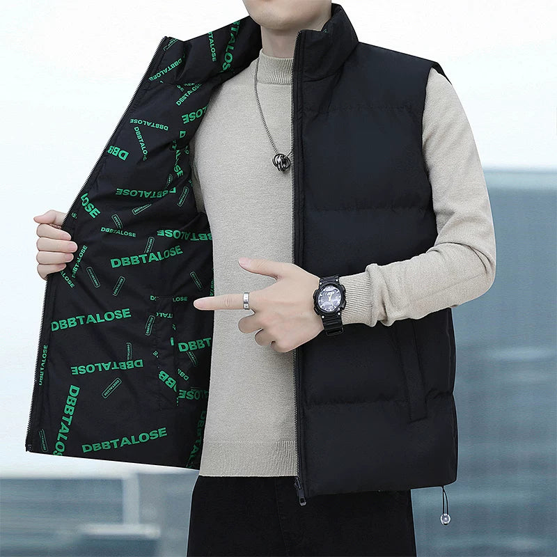 Paul's Kişilər üçün Yüksək Yaxalı Pambıq Jilet, Koreya üslubunda, Çoxfunksiyalı, Dəbli, Trendli, İsti, Payız və Qış Üst Geyimləri