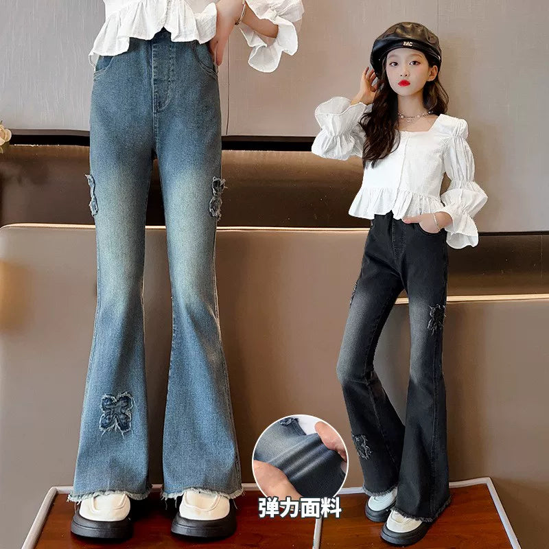 Şalvar Qızlar üçün Uşaqlar Geyimləri Qızlar üçün Körpə Qış Denim Cins Şalvar