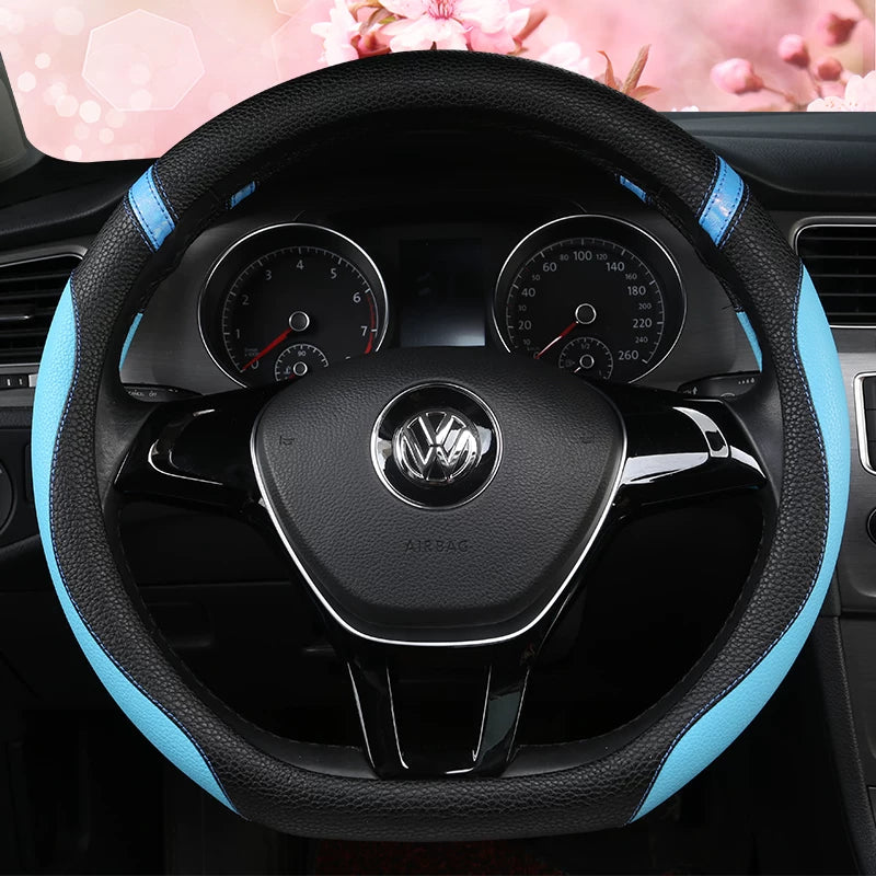 Volkswagen Beetle, CC, Tiguan L, Golf 7, T-Roc All Season D-Type Steering Wheel Cover, Anti-Slip Car Gear Cover