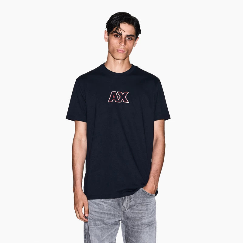 ARMANI EXCHANGE / Armani Qış Yeni Kişilər üçün Təmiz Pambıqdan Yaxalıqlı Qısa Qollu Naxışlı Futbolka Rəsmi