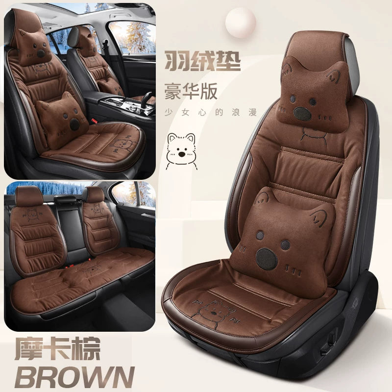 Avtomobil oturacaq üzləri, qışda isinən oturacaq üzləri, qalınlaşdırılmış yumşaq, 2025 yeni cizgi filmi stili, sürətli isitmə və isinmə arxa oturacaq üzləri
