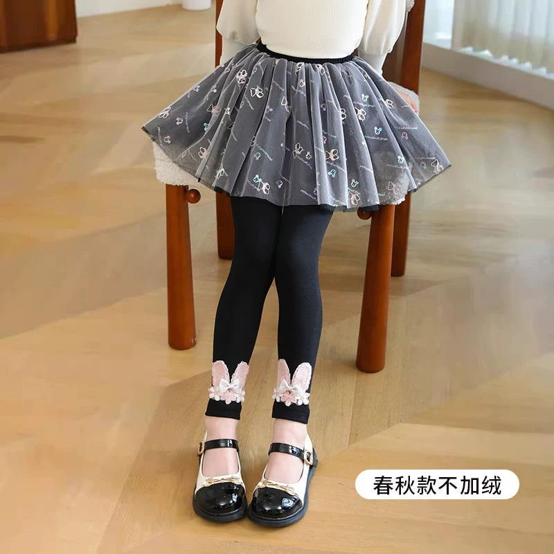 Qızlar üçün bir hissəli ətək şalvarları, 2025-ci ilin yaz və payız mövsümü üçün yeni model uşaq qış geyimləri, flis astarlı, süni iki hissəli leqinslər, ağ, çöldə geyinmək üçün.