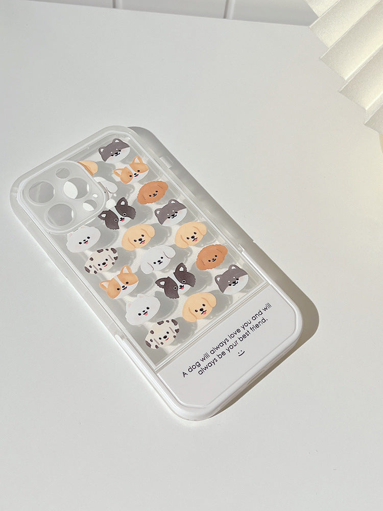 Minimalist Premium iPhone Case for iPhone 16, 16e, 15, 13, Apple 12 Pro Max, Folding Stand, 14-Piece Set, 11 Cartoon Dog Case Plus