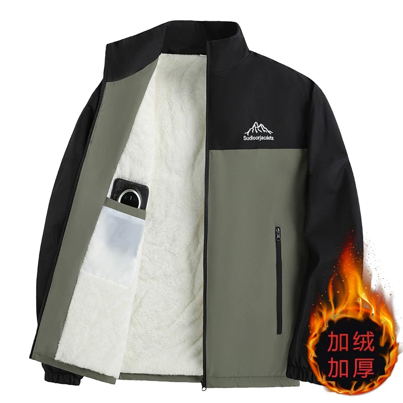 Kişilər üçün payız/qış üçün yun astarlı, qalınlaşdırılmış, dəbli, çoxfunksiyalı ayaqaltı gödəkçə, külək və suya davamlı küləkdən qoruyucu.