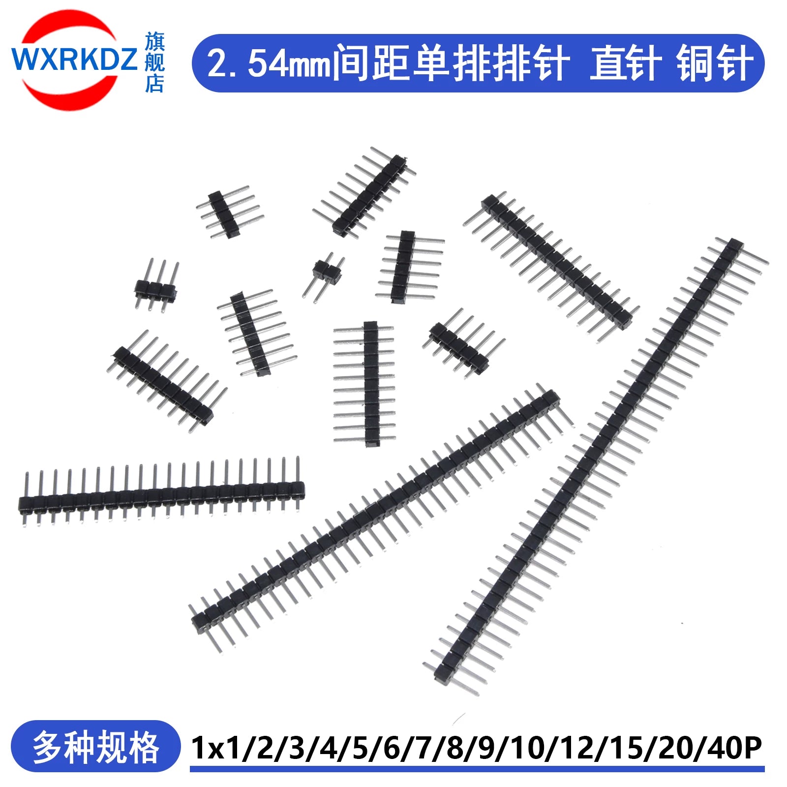 Bir sıra düz sancaqlar 2,54 mm diametrli mis sancaq başlıq dişi sancaq yuvası 1*2p 3 4 5 6 8 20p 1x40P