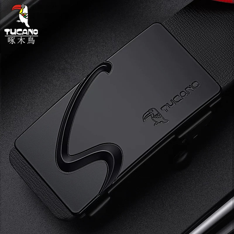 Woodpecker Kişi Dəri Kəmər, Dişsiz, Daxili Geyim, Avtomatik Toka, Dəbli Gənc Kişilər üçün İşgüzar Şalvar Kəməri, Orijinal Dəri