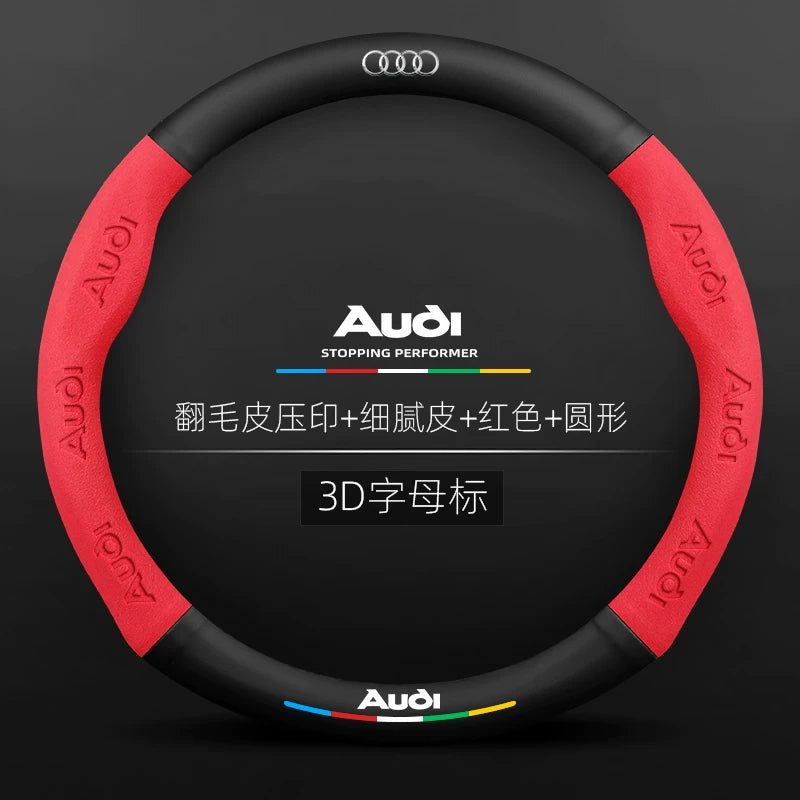 Audi avtomobil sükan örtüyü A4L A6L A3 Q2L Q5L Q3/7 A5/7 ultra nazik nəfəs alan orijinal dəri sükan örtüyü