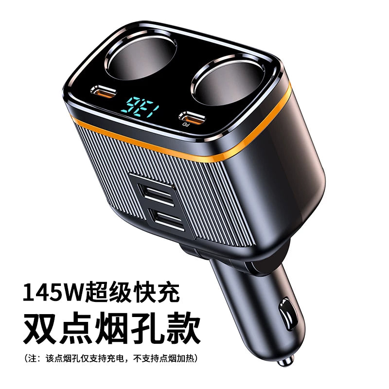 12V 24V Universal Avtomobil Siqaret Çaxmaq Adapteri Ştepseli (1-dən 2-yə) USB ilə Super Sürətli Şarj 145W Avtomobil Şarj Cihazı