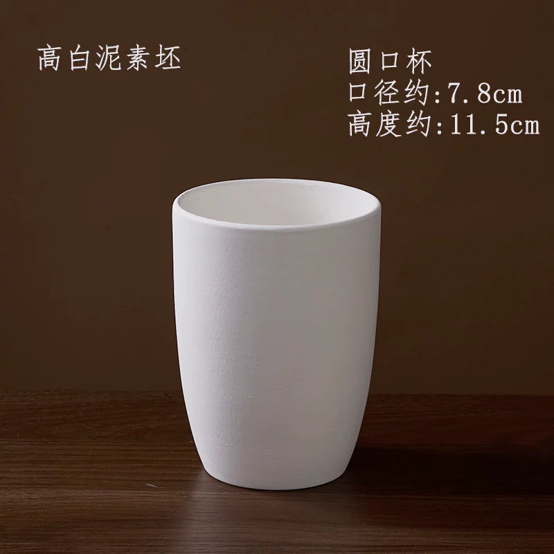 Seramik boş fincan keramika blankı DIY əl ilə boyanmış Jingdezhen yüksək ağ palçıq ağ embrion şüşə altında rəngli düz atəşə tutulmuş blank