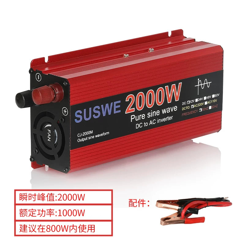 Nəqliyyat vasitələri, 24V ev batareyaları və yük maşınları üçün təmiz sinus dalğası inverteri, 12V-dən 220V-ə qədər, yüksək güclü güc çeviricisi.