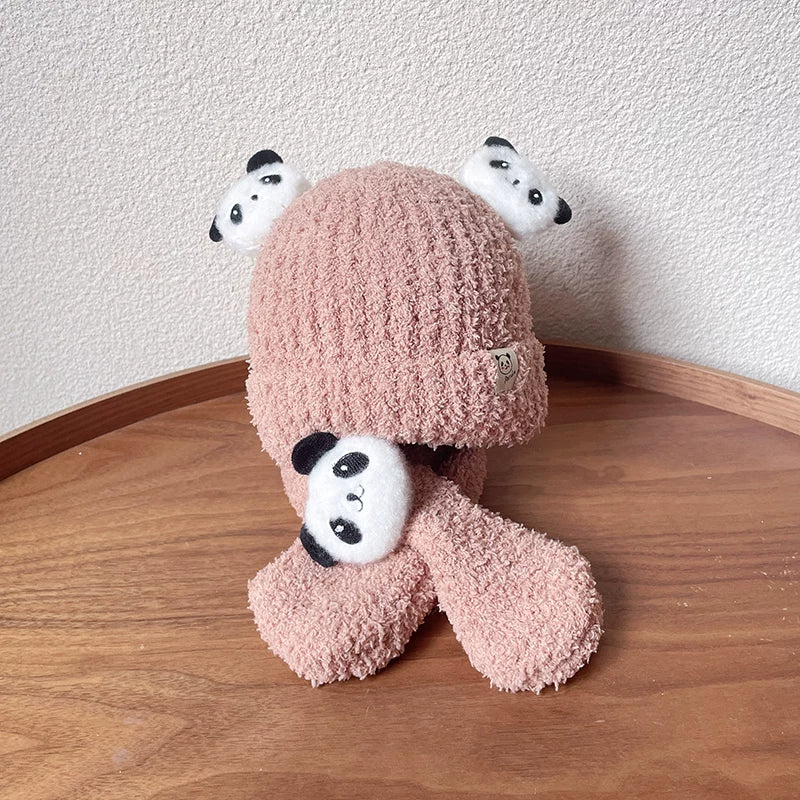 Körpə papağı və şarfı iki hissəli dəst, şirin ayı körpəsi qulaqcıqlı papaq, qalın və isti, oğlan və qızlar üçün, payız və qış üçün idealdır.