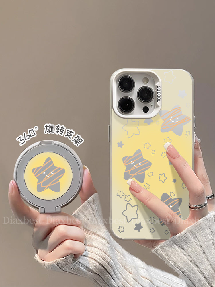 İçi boş ulduzlar Apple 16promax cib telefonu korpusu iPhone17air Huawei mate80/70 Honor 400 Xiaomi 15nova14 braket p80 bir + ace3 rəngli gümüş reno14 qadın üçün uyğundur