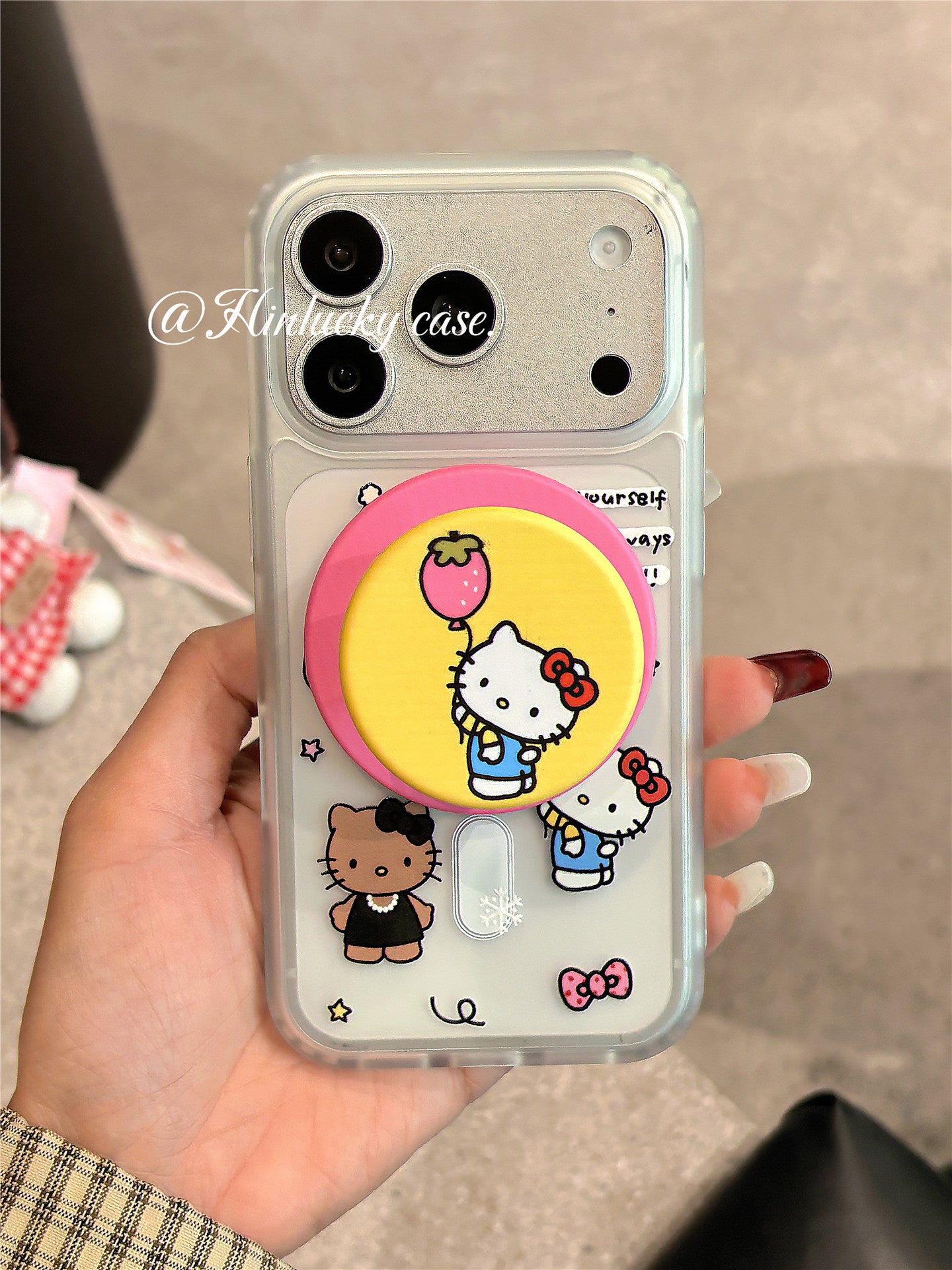 Hinlucky Sevimli Karikatura Pişiyi Çiyələk Balon Maqnit Tutacağı Apple 17 Mobil Telefon Çantası iphone16promax Skin Feel Matte 15 Yeni 14 Düşməyə Qarşı Qoruyucu Qapaq 13 Super Gözəl