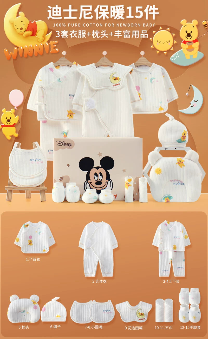 Disney təmiz pambıqdan hazırlanmış payız və qış üçün hədiyyə geyim dəsti, yeni doğulmuş körpələr, körpələr və bir aydan yuxarı körpələr üçün.