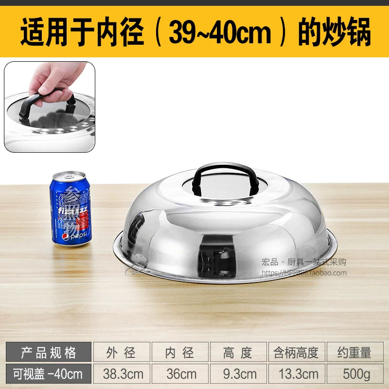 Qalınlaşmış paslanmayan polad wok qapağı, hündür tağlı köhnə dəyirmi wok qapağı, dəmir qazan qapağı, qızardılmış ştativ qapağı, böyük qazan qapağı