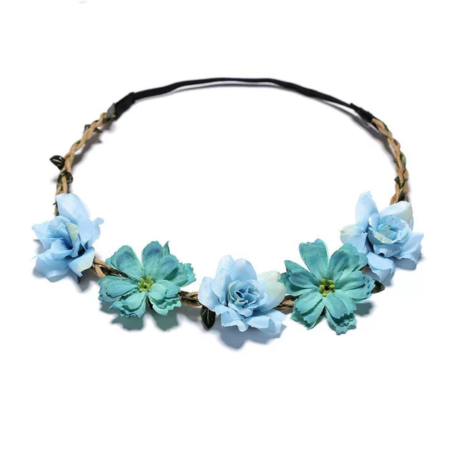 1 Piece Women Charming Floral Tiara Wedding Floral Headband Hairband A