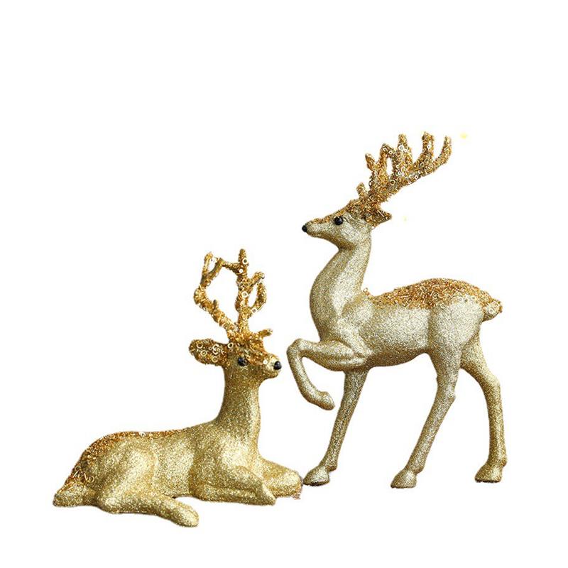 Golden deer statue, luxury hotel and home Christmas decoration