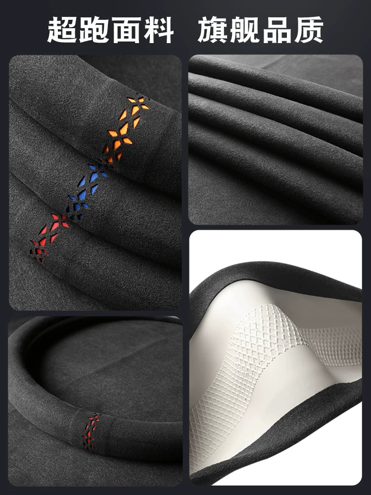 Car steering wheel cover, small car D-type short plush suede, non-slip, breathable, sweat-absorbent, universal type.