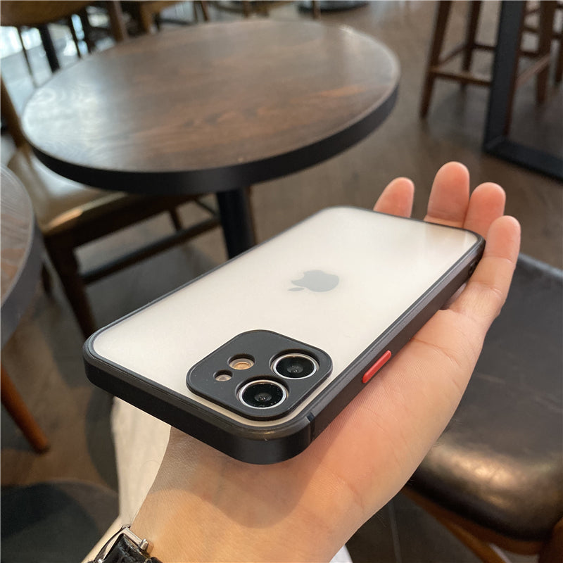 Apple 12 üçün uyğun sadə qara və ağ mobil telefon qutusu düz kənar iphone11 qoruyucu örtük 16promax cüt 15pro şəffaf 13 ziddiyyətli rəng 14 hər şey daxil olmaqla kənar XR mobil telefon qutusu 8plus