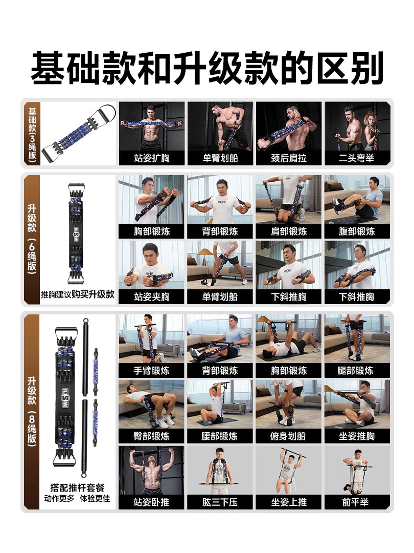 Kişilər üçün döş qəfəsinin genişləndirilməsi cihazı, sinə məşq aləti, elastik kəmər, evdə fitnes çoxfunksiyalı sinə əzələsi məşq avadanlığı, gərginlik ipi