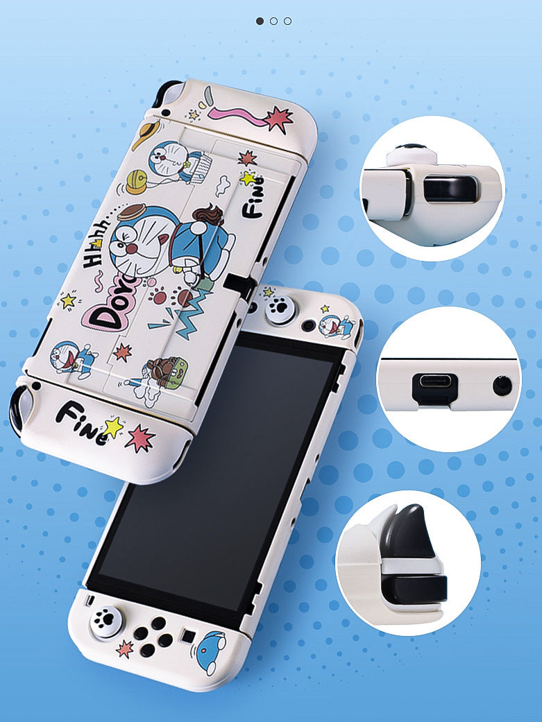Nintendo açarı qoruyucu qutu sərt qabıqlı oled qoruyucu qutu ayrılmış tutacaq silikon bir parça yumşaq qabıq spongebob sevimli cizgi filmi hər şey daxil NS aksesuarları təşkilatın qoruyucu saxlama çantası qoruyucu qutu