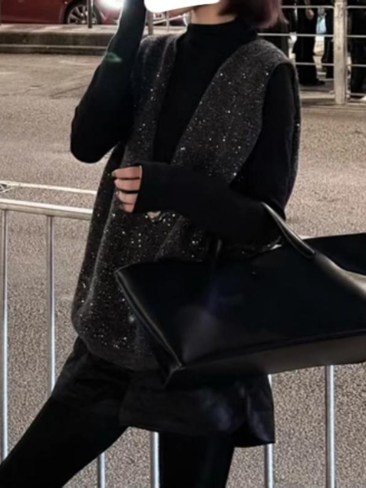 2026 Yaz, Böyük Ölçülü, İsti, Ağır Qolsuz, Əyri Bədənli Qadınlar üçün İncə Payetli və V-yaxalı Dizaynlı Jilet