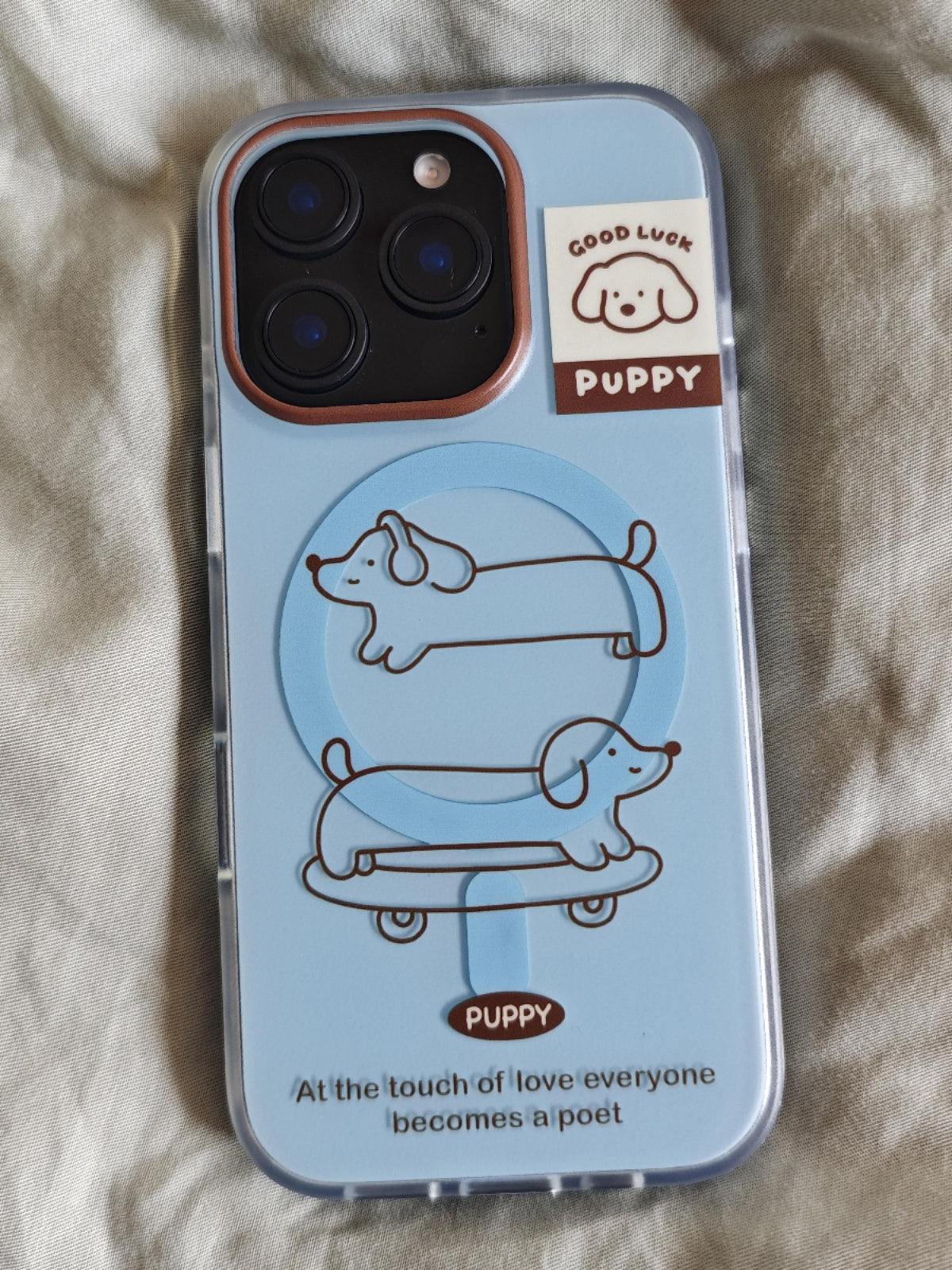 Göy mavi xətlər skeytbord dachshund maqnitli ikiqat imd cib telefonu qutusu iphone16promax üçün uyğun anti-fall 17 alma 15 braket 14 kart çantası kişi və qadın niş təzə 13 sadə buzlu