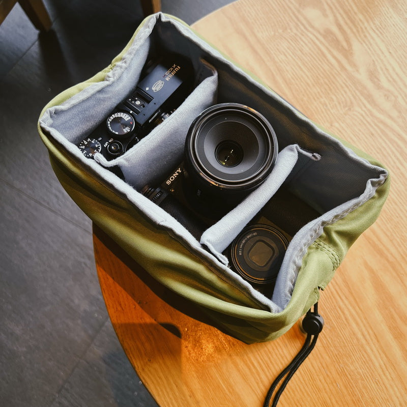 [Yüngül] Çıxarılan arakəsmə ilə güzgüsüz kamera daxili çantası, güzgüsüz kameralar üçün universal, Sony, Fuji və Leica