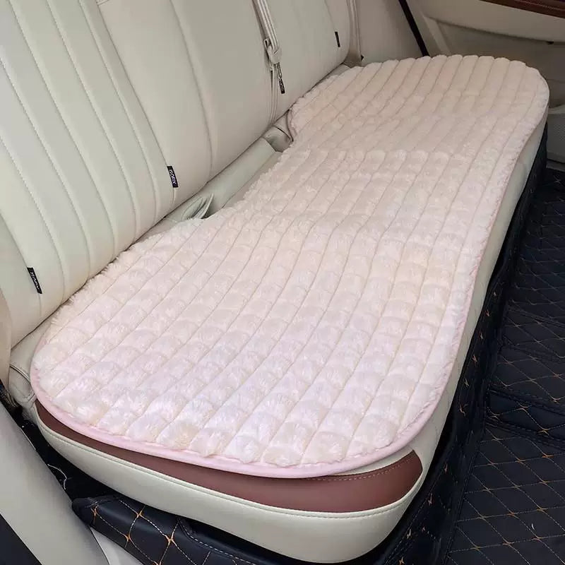 Soft warm lumbar support car seat cushion for winter, universal car interior back seat cover, non-slip car mat for women.