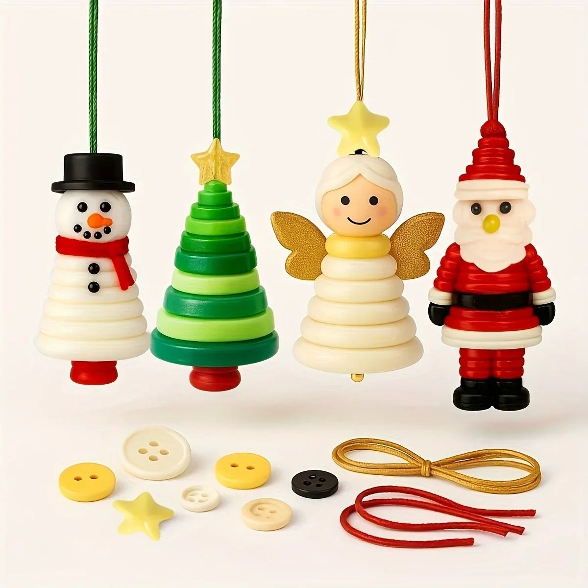 4pcs/1pc Christmas Button Ornaments, Home Decor, Easy to Make