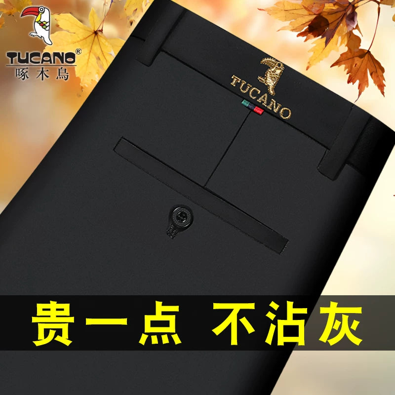 Woodpecker 2025 Yeni Kişi Gündəlik Şalvarı, Qış Yun Astarlı Qalın Şalvar, Düz Ayaqlı Boş Uzun Şalvar, Orta Yaşlılar üçün Don Şalvarı