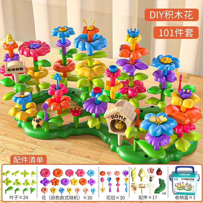 Qızlar üçün DIY Bağ Tikinti Blokları Çiçək Dəsti 3 Zəka İnkişaf Etdirmək üçün Çiçək 4 Uşaq Təhsil Oyuncağı 5 Uşaq Çiçək Aranjimanı Oyuncağı