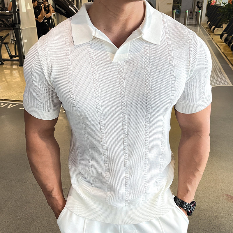 Yaz və yay yeni stil trikotaj sviterlər fitness qısaqol POLO köynəklər yaz boş yaxalı köynək kişi polo köynəyi modası
