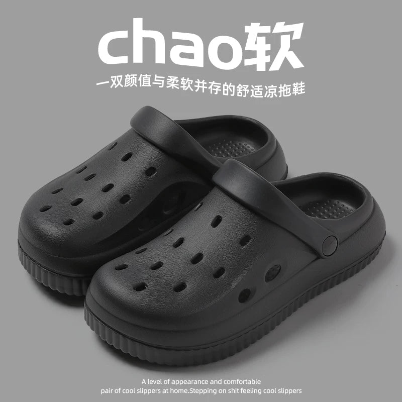 Qara Croc Ayaqqabı Qadın Yay 2026 Yeni Üst Geyimi Çimərlik Qalın Döşəməli Sürüşməyə Qarşı Eva Baotou Sandalet və Qadınlar üçün Başmaq