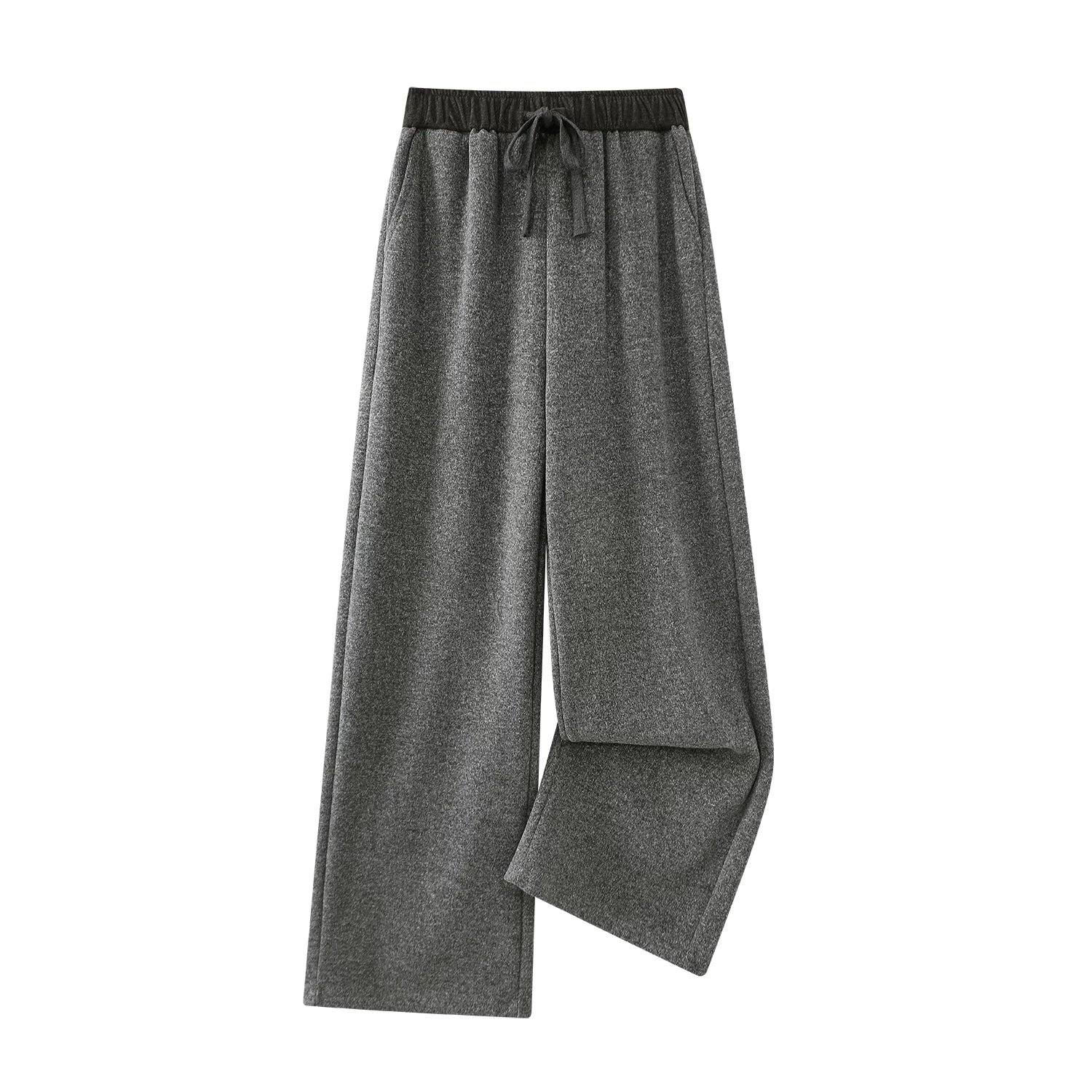 Cholisa Boz Yun Geniş Ayaqlı Şalvar Qadınlar üçün 2025 Payız/Qış Yeni Model Yüksək Belli Boş Düz Ayaqlı Şalvar Gündəlik Əyri Şalvar