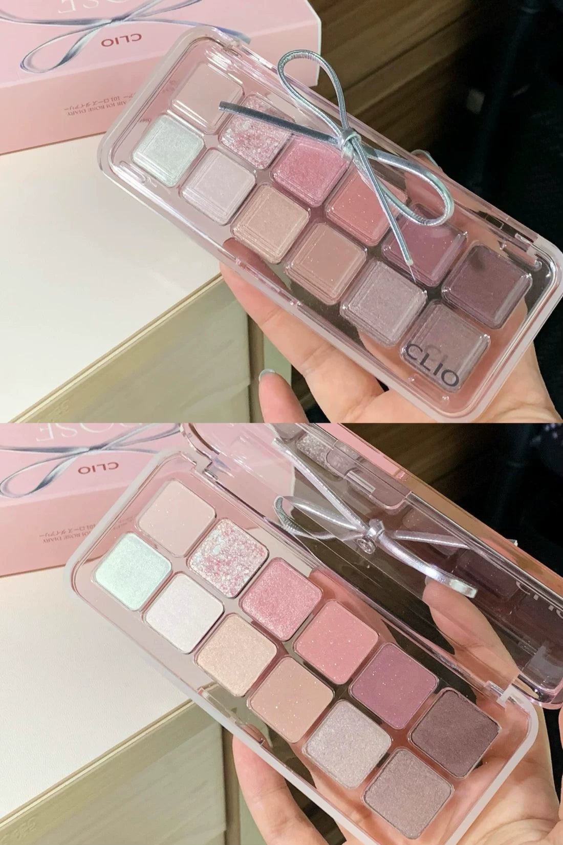 Clio Korea-nın payız/qış üçün yeni 12 rəngli göz kölgəsi palitrası, təbii torpaq tonları da daxil olmaqla, mat, parıltılı və vurğulayıcı çalarları özündə birləşdirir. (Orijinal məhsul)