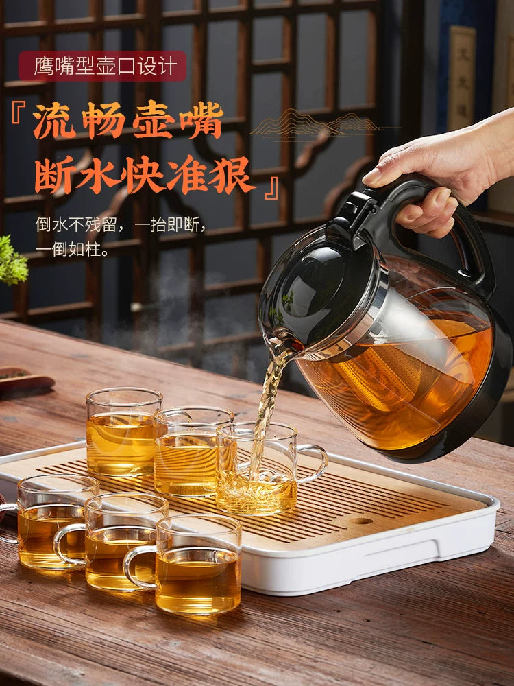Çay dəmləmək üçün çaynik, ev çayı suyunun ayrılması, tənbəl filtr çaydanı, Kung Fu çay dəsti, şüşə zərif fincan, çaydan