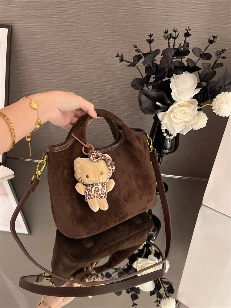 New luxury women's bag, large capacity soft leather bag, comfortable suede, multifunctional for going to work, shoulder bag, crossbody bag, fashionable.