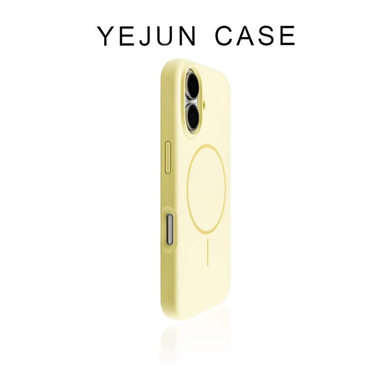 Yejun iphone16/16pro mobil telefon qutusu üçün uyğundur 17 ağ maye maqnit Apple 16promax incə dairə böyük dəlik 15pro dəri hissi 14 yüksək səviyyəli hiss 13 düşməyə qarşı 12 silikon 16plus