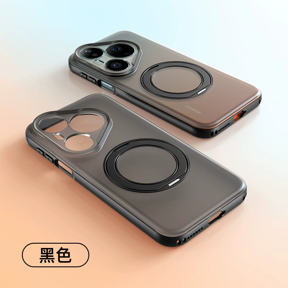 Huawei pura90promax mobil telefon qutusu üçün uyğundur, yeni 360° fırlanan maqnit stend pura90pro dəriyə bənzər şaxtalı şəffaf p90p lens hər şey daxil olmaqla yüksək səviyyəli düşməyə qarşı ultra nazik xarici Xiao