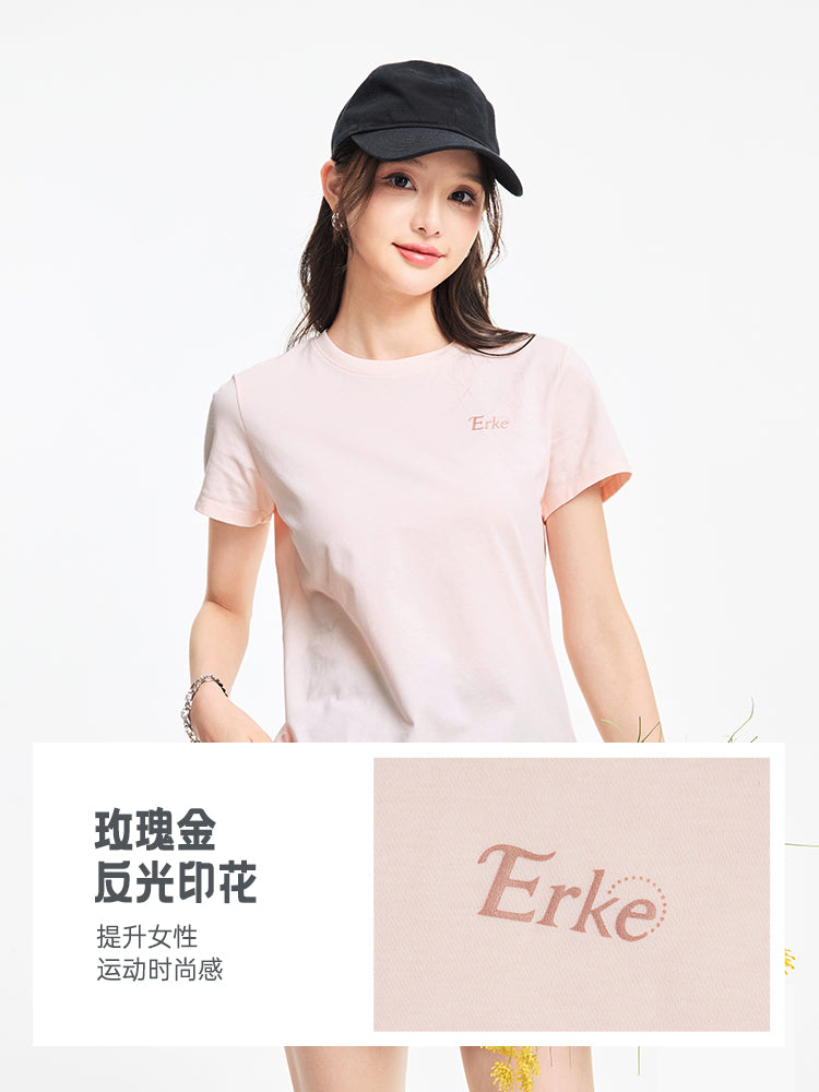 Hongxing Erke Qısaqol Qadın 2026 Yay Yeni Qadın İdman Pambıq T-shirt Qadın Ana Yarımqol Top
