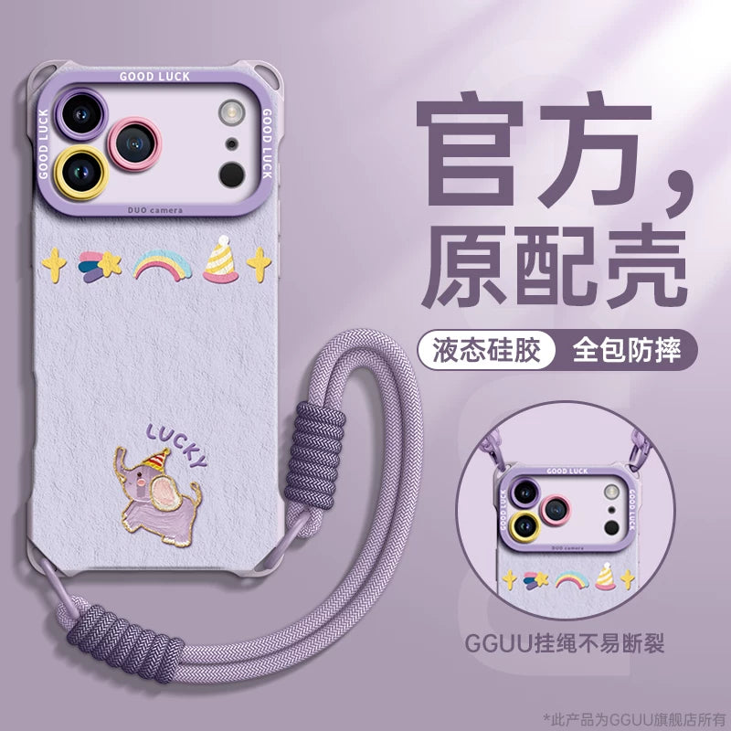GGUU Apple 17promax mobil telefon qutusu üçün uyğundur iPhone17 dəsti 16promax qadın 17pro yeni 17e modeli 16pro çarpaz bədən 15 arxada daşına bilər 14 zəncir kəməri 13 lanyard 12 silikon pro tam paket