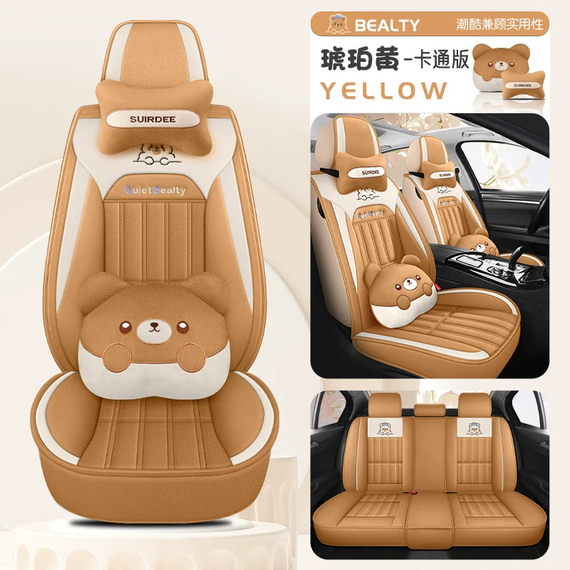 Qış üçün peluş avtomobil oturacağı yastıqları, tam örtüklü avtomobil oturacağı üzlükləri, qalınlaşdırılmış və qış üçün isti, rahat qısa peluş oturacaq yastıqları