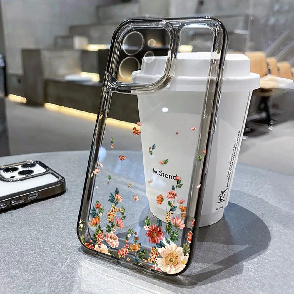 iPhone 16 Pro 13 15 11 12 14 17 Pro Ma üçün çiçəkli telefon qabı